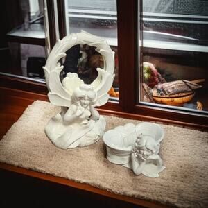 Fitz and Floyd Fairies Collection Vintage 1979-1995 Desk Mirror and Soap Dish